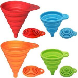 Kitchen Funnel Set 4 Pack Collapsible Silicone Funnels Food Grade Large Small